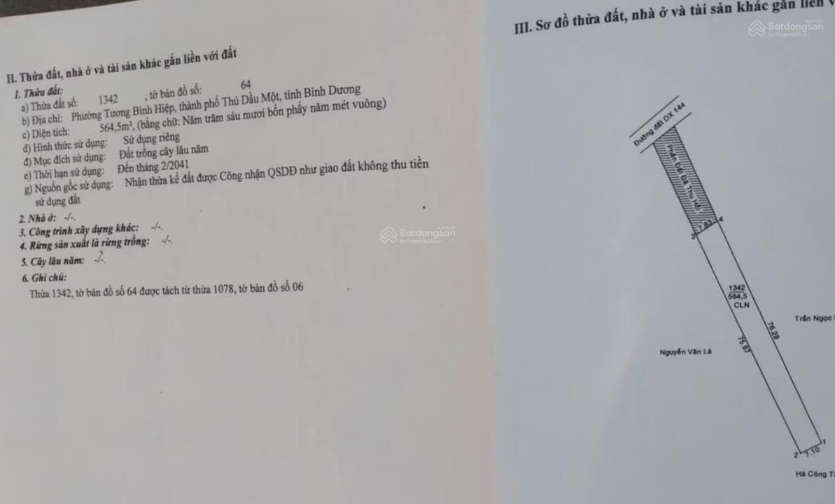 Đất nền Tương Bình Hiệp 564m² giá 9 tỷ - Đầu tư sinh lời ngay!