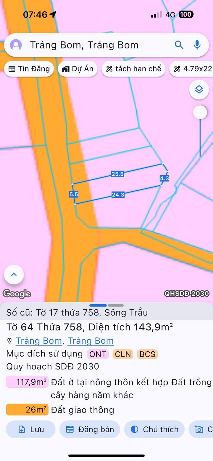 Đất nền mặt tiền đường Nguyễn Hoàng, Trảng Bom, 132m² giá 880 triệu - Sổ riêng chính chủ!