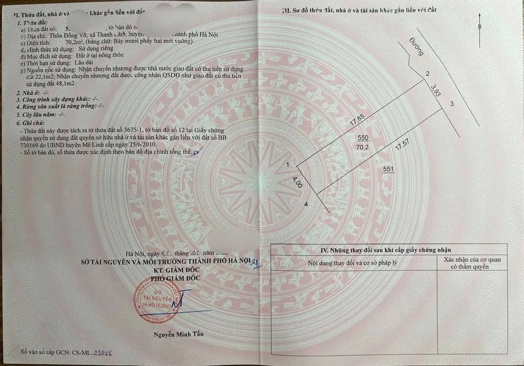 Đất thổ cư 70m² tại Đồng Vỡ, Mê Linh - Cơ hội đầu tư tuyệt vời!