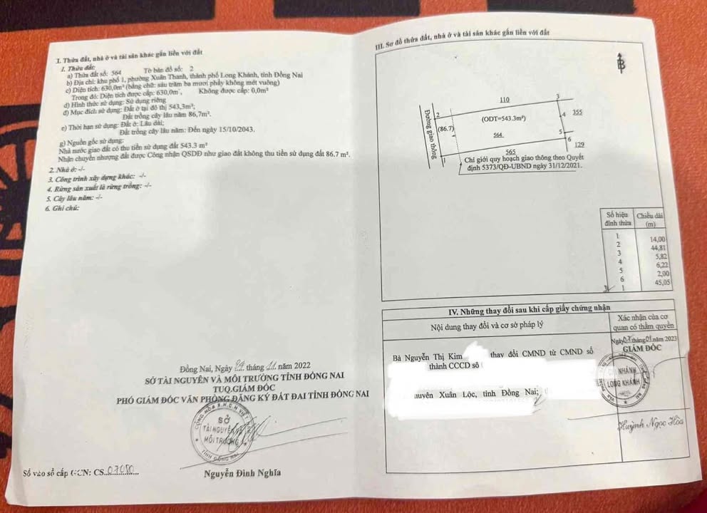 Đất thổ cư chính chủ tại Xuân Bắc, Huyện Xuân Lộc, 1445m² - Cơ hội đầu tư lý tưởng!