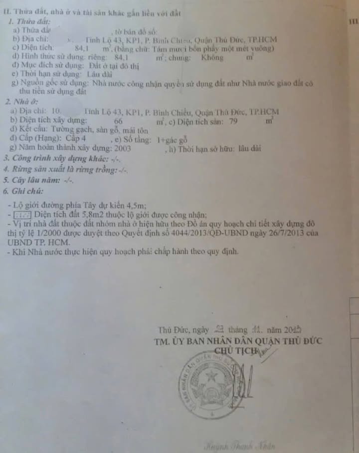 Nhà cấp 4 84m² tại Bình Chiểu chỉ 3.6 tỷ - Cơ hội tốt cho nhà đầu tư!