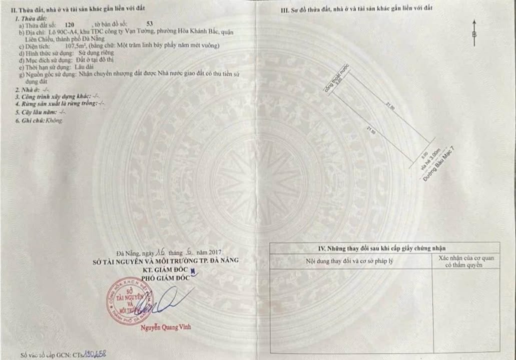 Đất nền mặt tiền đường Bàu Mạc 7, Liên Chiểu, Đà Nẵng 107,5m² giá 5 tỷ - Đầu tư sinh lời ngay!