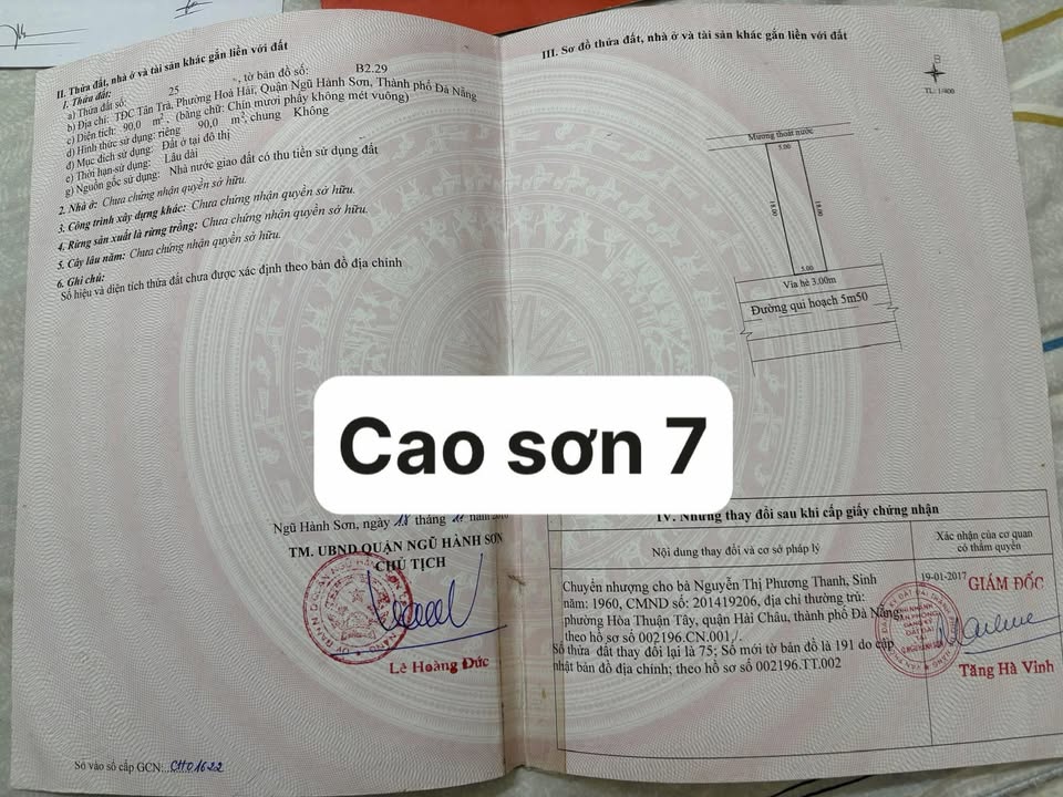 Đất nền đẹp Đường Cao Sơn 7, Q. Ngũ Hành Sơn, 90m² giá 4 tỷ - Cơ hội đầu tư sinh lời!