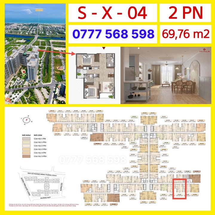 Căn hộ 2PN FPT Plaza Đà Nẵng 69.76m² giá thỏa thuận - Thiết kế hiện đại, view thoáng đãng!