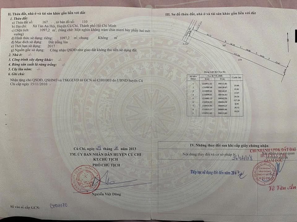 Đất nông nghiệp Xã Tân An Hội, Huyện Củ Chi 1.097m² - Giá tốt thương lượng!