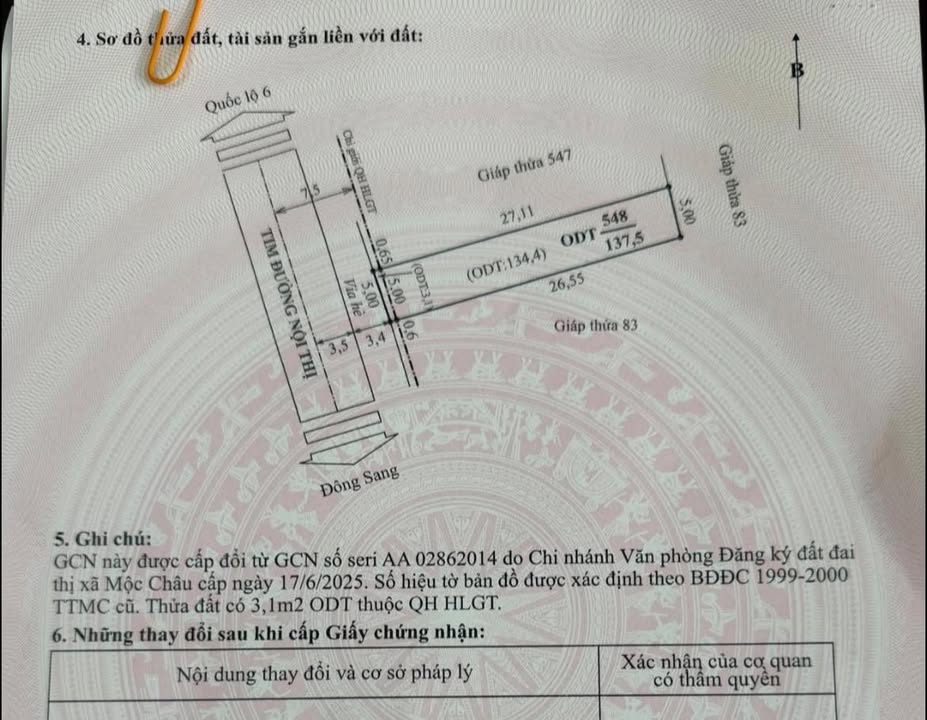 Đất nền Phường Mộc Sơn 137m² giá 6.9 tỷ - Cơ hội đầu tư hấp dẫn!