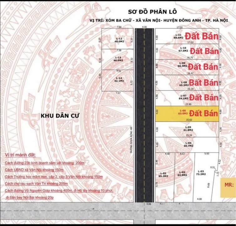 Đất thổ cư thôn Ba Chữ, Vân Nội 68,6m² giá chỉ 7x triệu - Chính chủ bán gấp!