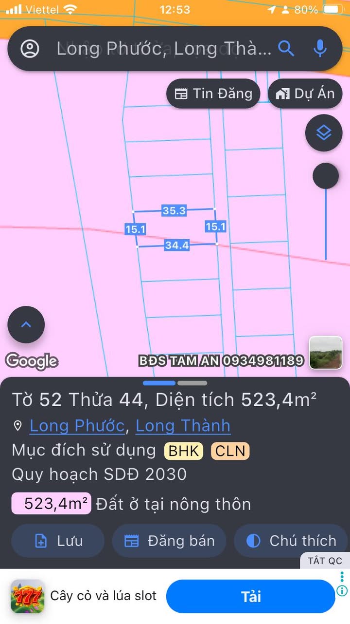 Đất Long Phước, Long Thành 525m² giá 2 tỷ - Sổ riêng, đường ô tô thuận lợi!
