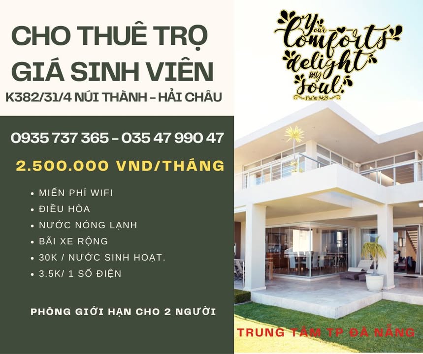 Phòng trọ sinh viên tại K382/31/4 Núi Thành, Đà Nẵng giá chỉ 2.5 triệu - Tiện nghi đầy đủ!