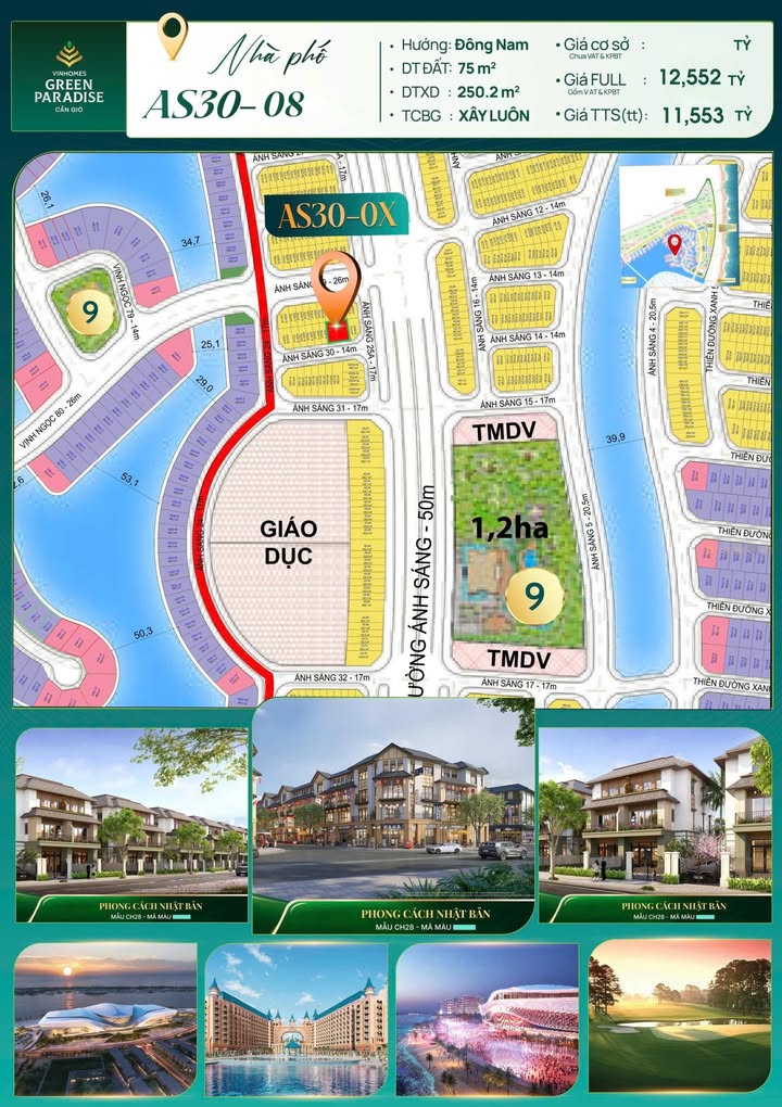 Townhouse Đường Ánh Sáng Cần Giờ 75m² giá 11.5 tỷ - Mở bán suất ngoại giao ưu đãi!