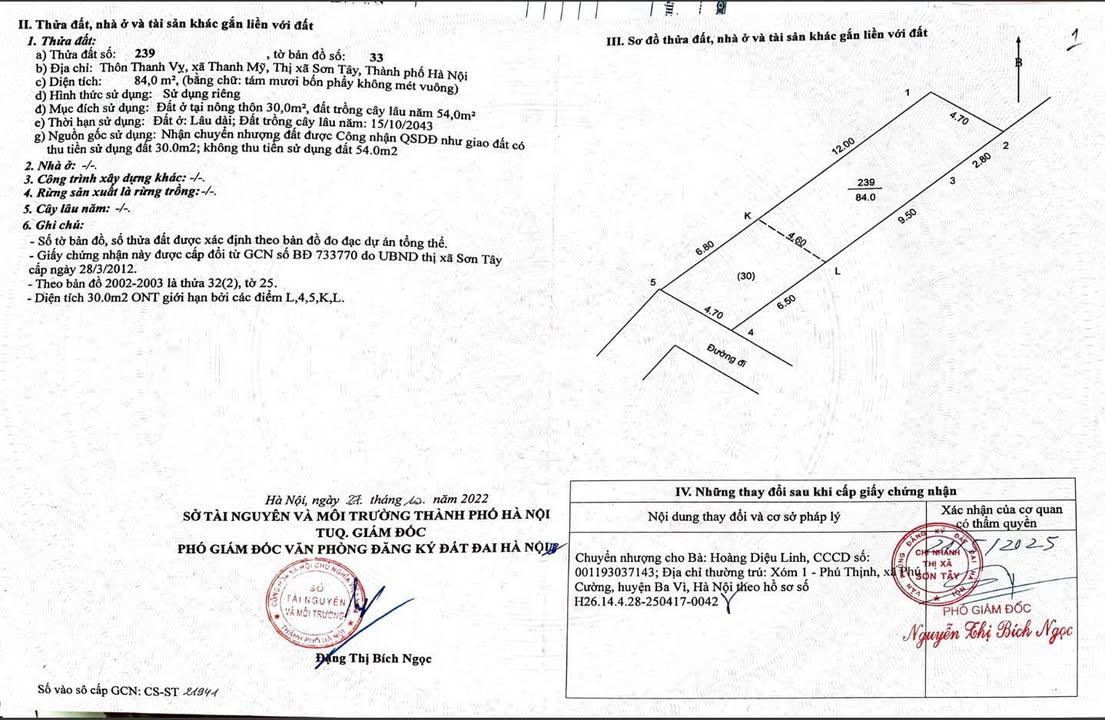 Đất thổ cư 84m² tại Phường Sơn Lộc, Sơn Tây - Giá chỉ 1,2 tỷ, sổ đỏ chính chủ!