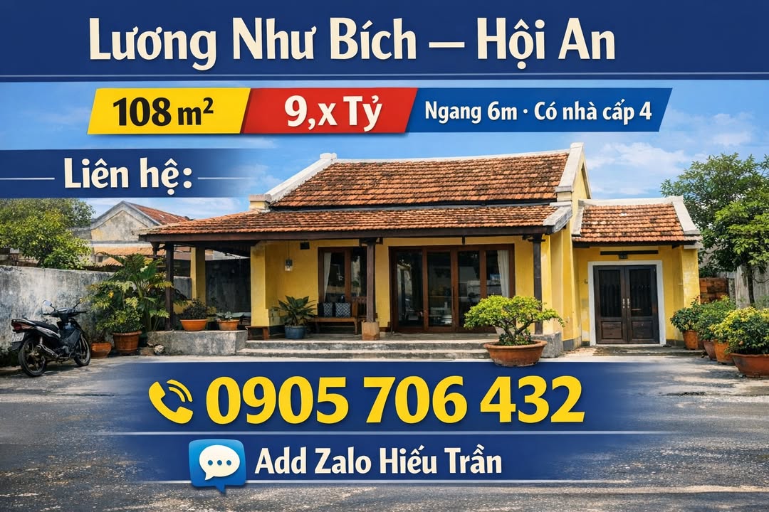 Nhà cấp 4 đường Lương Như Bích, Hội An 108m² giá 9 tỷ - Vị trí đắc địa!