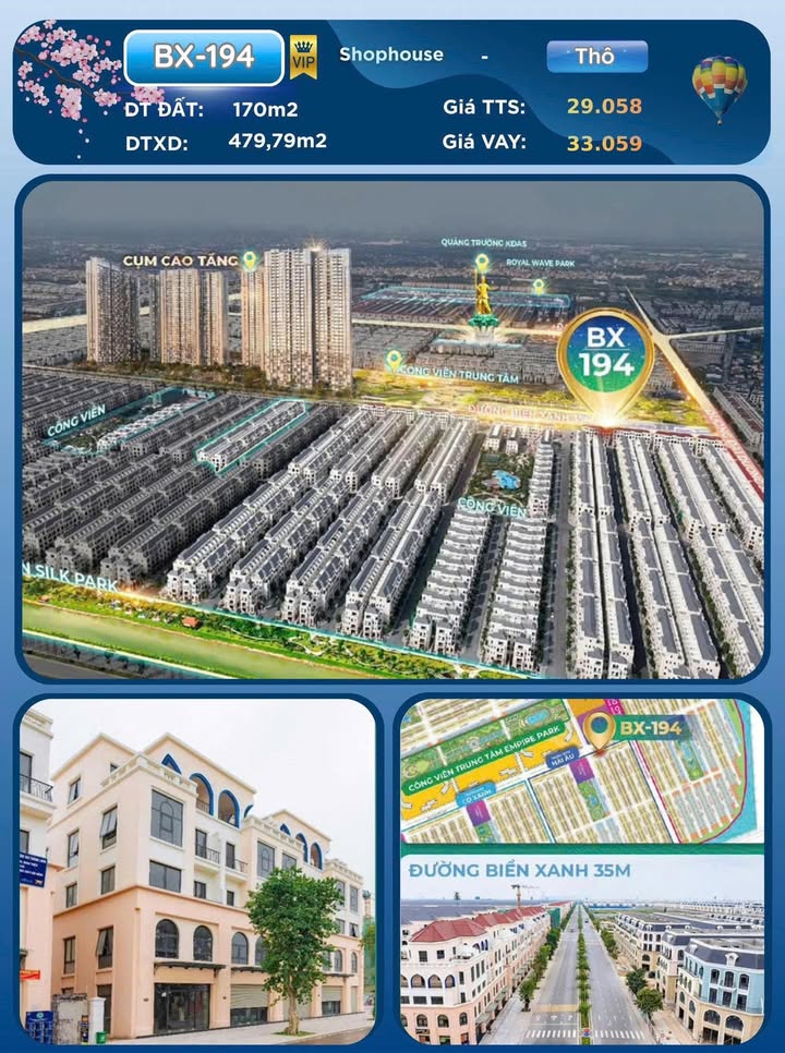 Shophouse VIP BX-194 tại Đường Biển Xanh 170m² giá 29.058 tỷ - Vị trí đắc địa cho kinh doanh