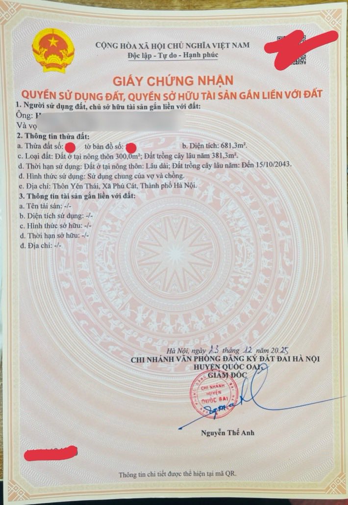 Đất nền Phú Cát, Quốc Oai 700m² giá 1 tỷ - Chính chủ bán gấp!