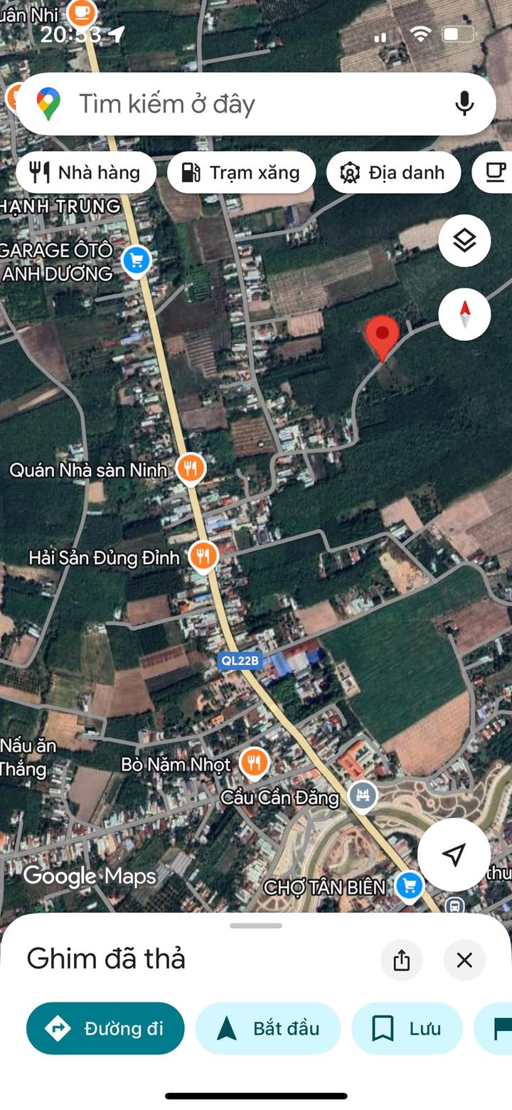 Đất nền chính chủ tại khu phố 1, Tân Biên, Tây Ninh 1200m² - Mặt đường nhựa rộng 8m