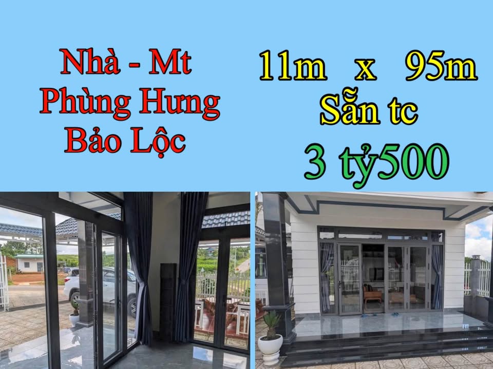 Nhà mặt tiền đường Phùng Hưng, Bảo Lộc 220m² giá 3.5 tỷ - Dọn vào ở ngay!