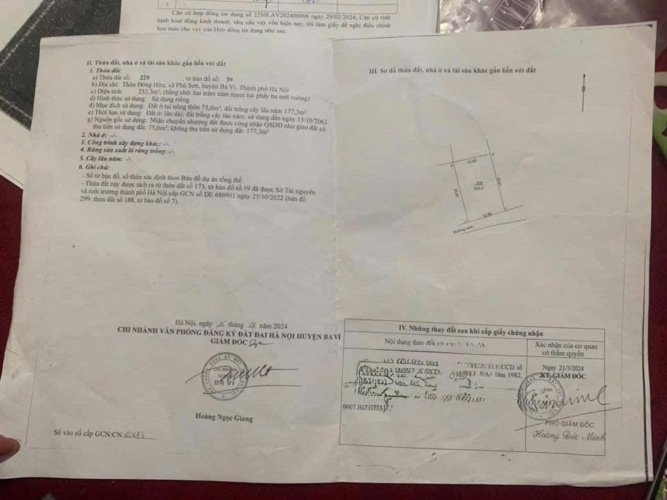 Đất nền 253m² tại Đông Hữu, Phú Sơn, Ba Vì - Sổ hồng chính chủ, giá chỉ 900 triệu!