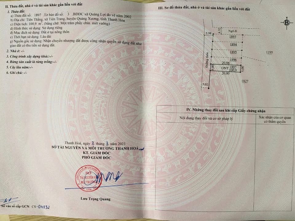 Đất nền Tiên Trang, Quảng Xương 100m² giá 6 tỷ - Khu vực đông dân cư, đường ô tô tránh nhau!