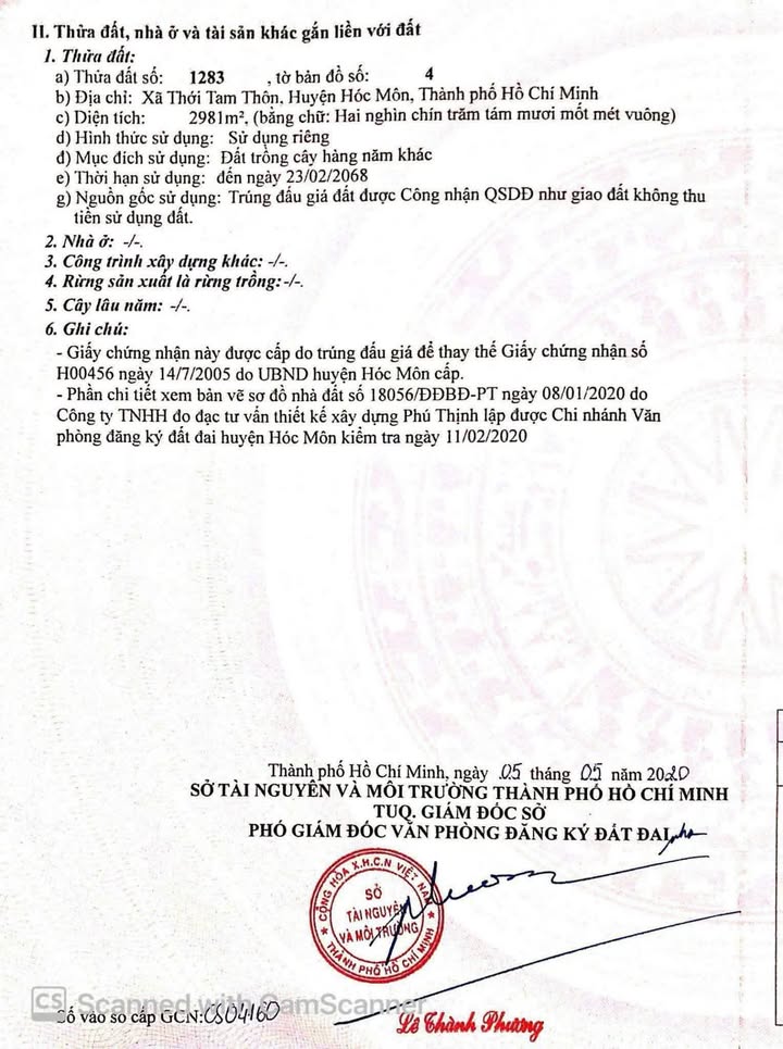 Đất trồng cây Hóc Môn 2981m² giá 14.88 tỷ - Mặt tiền đường bê tông thuận tiện!