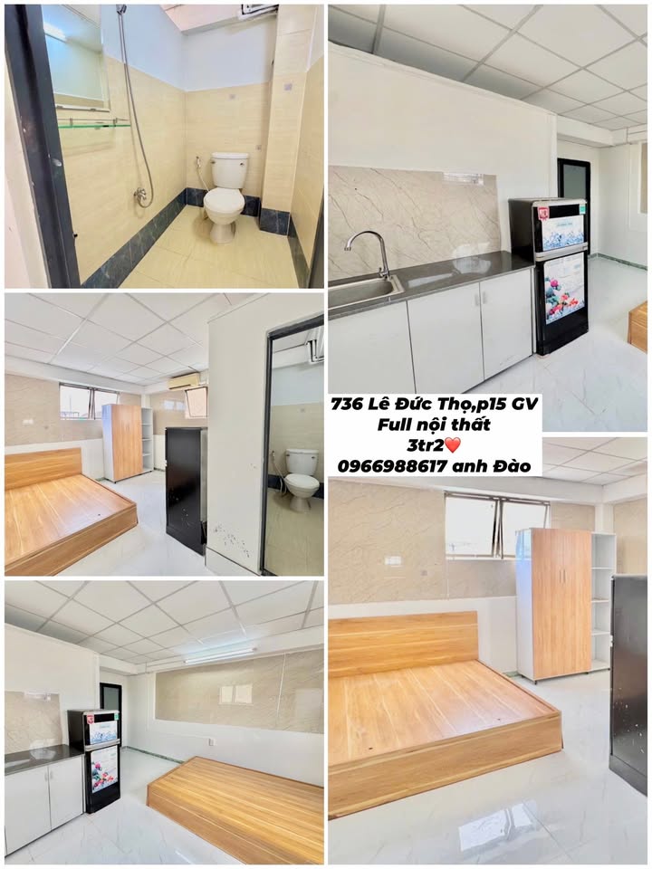 Phòng cho thuê Hẻm 736 Lê Đức Thọ 25m² giá chỉ 3.2 triệu - Full nội thất, tự do giờ giấc!