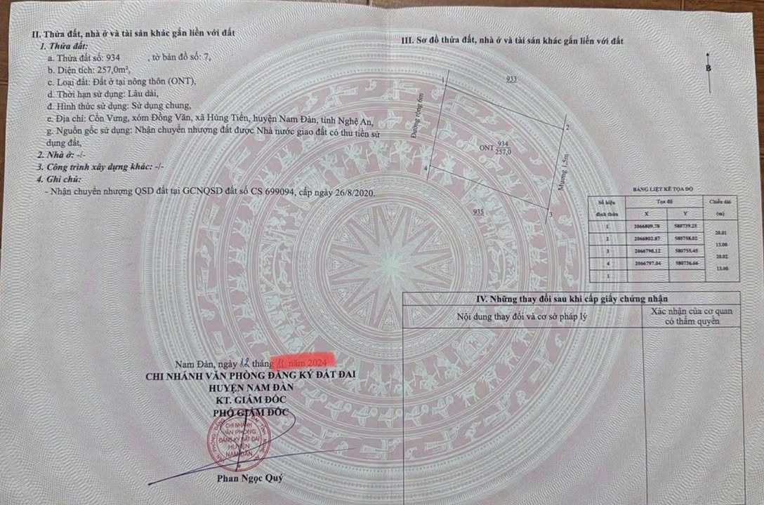 Đất đấu giá xóm Đồng Văn, Hòa Tiến, 260m² giá 1.2 tỷ - Cơ hội đầu tư sinh lời!