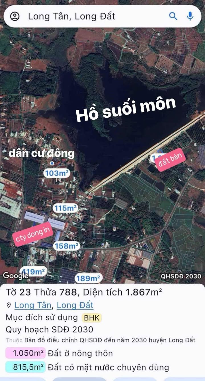 Đất nền Long Tân 6480m² giá 1.7 tỷ - Cơ hội đầu tư trước Tết!