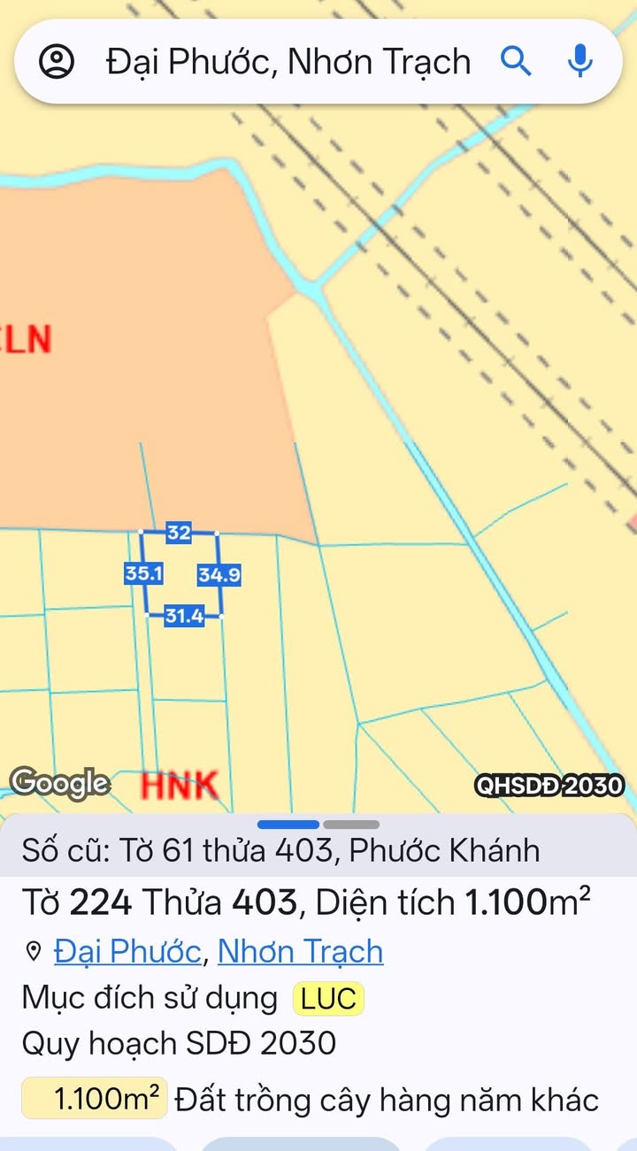 Đất nền Phước Khánh 1100m² giá 1,35 tỷ - Sổ hồng riêng, xe vào tận nơi!