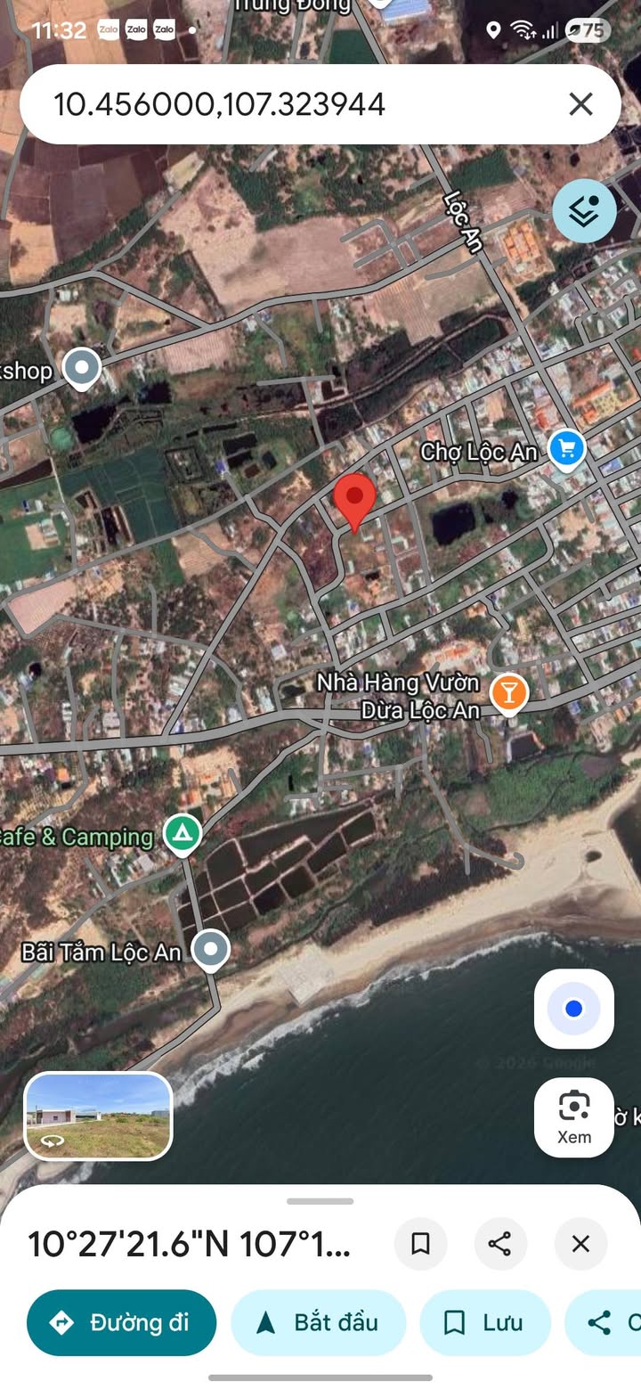 Đất thổ cư xã Láng Dài 142m² giá 2.25 tỷ - Gần chợ Lộc An, ra biển chỉ 3 phút!