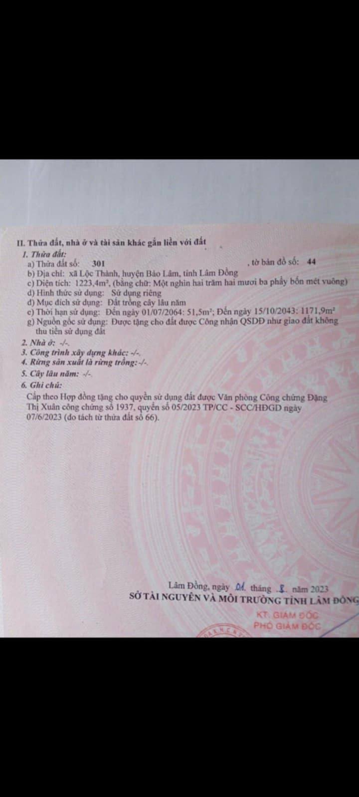 Đất thổ cư Bảo Lâm 1222m² giá 2 tỷ - Sổ đỏ chính chủ, hướng Đông!