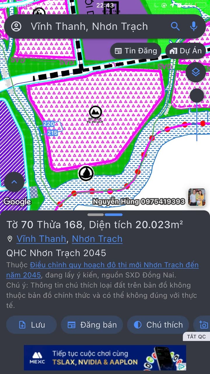 Đất nền 103.302m² tại xã Vĩnh Thanh, Nhơn Trạch - Cơ hội đầu tư hấp dẫn!