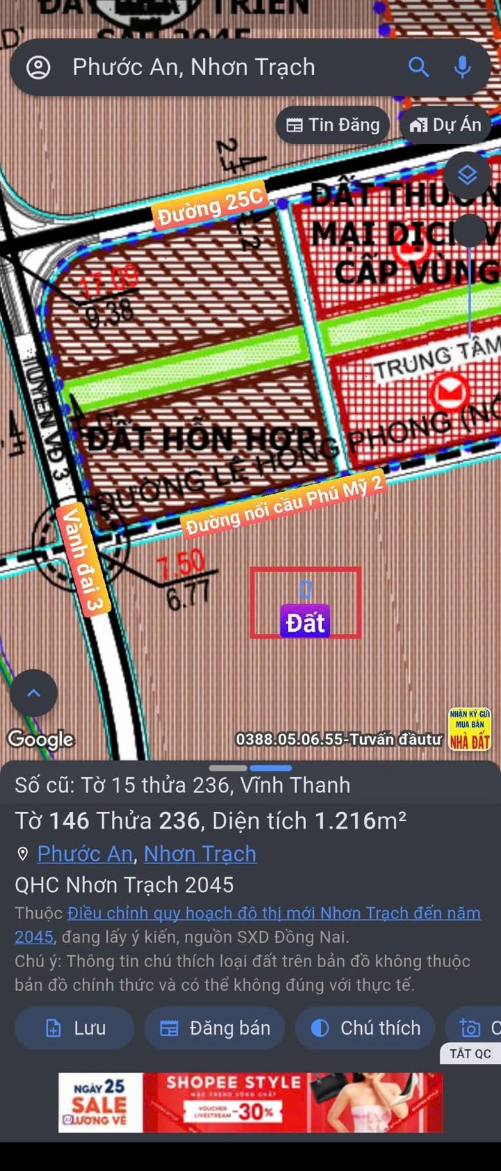 Đất nền 1216m² tại Nhơn Trạch - Giá 1.4 tỷ - Vị trí đẹp gần Vành Đai 3!