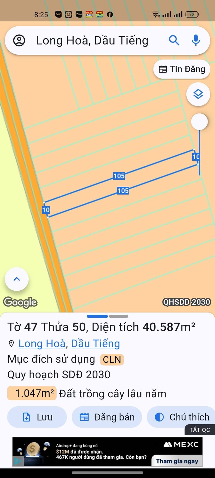 Đất nền Long Hòa Huyện Dầu Tiếng 1050m² giá chỉ 6xx triệu - Sổ đỏ chính chủ!