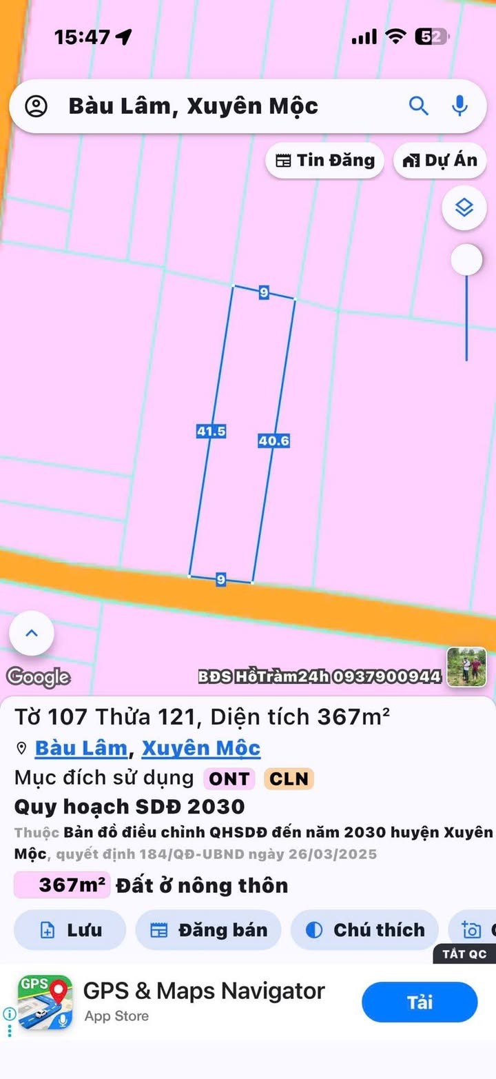 Đất nền Bàu Lâm, Xuyên Mộc, 369m² giá 1.2 tỷ - Mặt tiền đường nhựa rộng rãi!