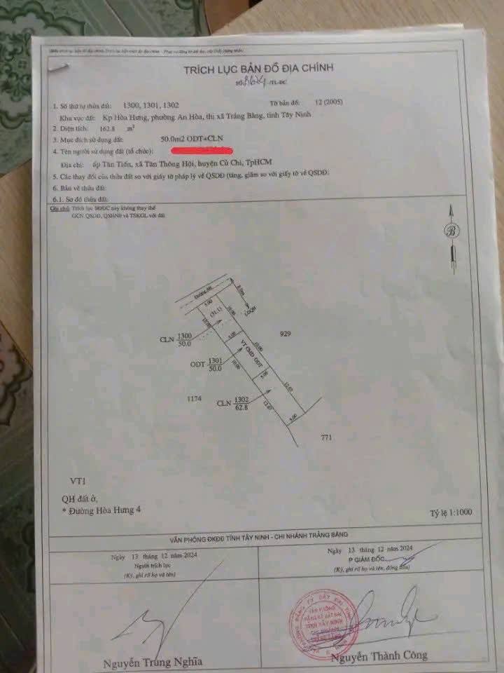 Đất thổ cư 160m² tại KP Hòa Hưng, Trảng Bàng - Giá cực hấp dẫn!