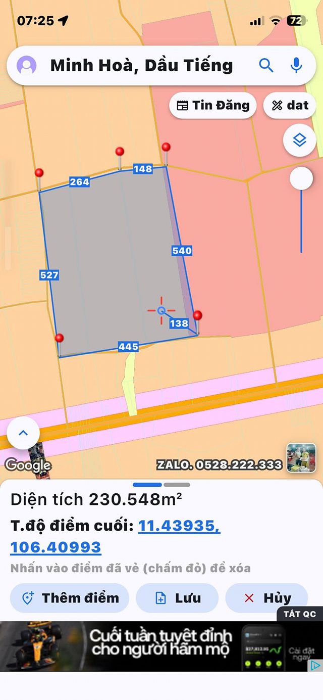 Đất farm 3 mặt tiền Xã Minh Hòa, Huyện Dầu Tiếng 250.000m² giá 100 tỷ - Cơ hội đầu tư hấp dẫn!