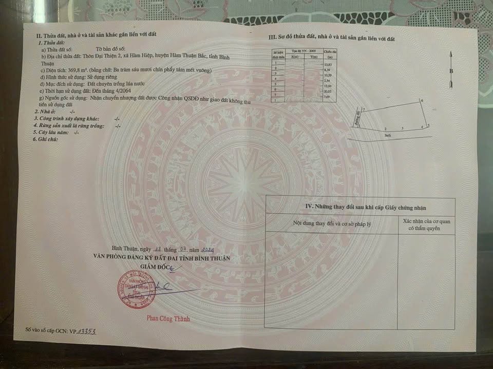 Đất thổ cư 669,8m² tại thôn Đại Thiện 2, Bình Thuận - Giá chỉ 2,2 tỷ!