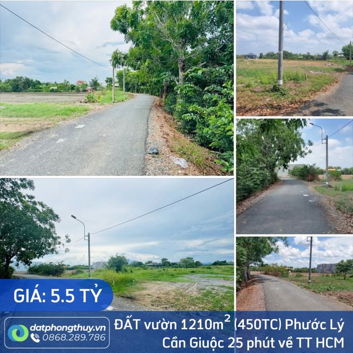 Đất nền xã Phước Hậu, Cần Giuộc 1210m² giá 5.5 tỷ - View kênh thoáng mát!