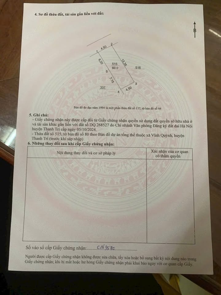 Bán đất Vĩnh Ninh, Vĩnh Quỳnh, Thanh Trì 60m² giá 5 tỷ - Đường rộng ô tô vào tận nơi!