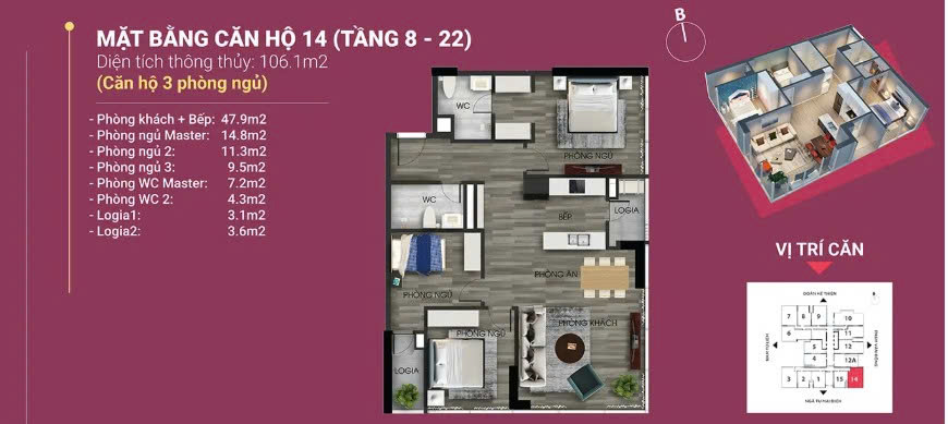 Căn hộ The Nine Phạm Văn Đồng 106m² giá 15 tỷ - Sẵn sàng vào ở ngay!