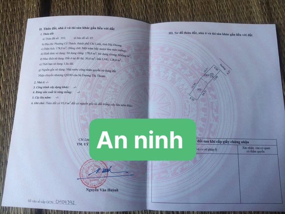 Đất nền tại Phường Cổ Thành, Chí Linh 178m² giá chỉ 1 tỷ - Cơ hội đầu tư vàng!