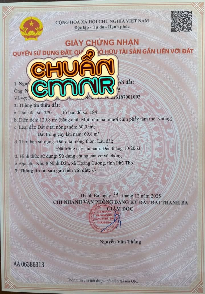 Đất nền Thị trấn Thanh Ba 130m², giá đầu tư chỉ 4XX triệu - Cơ hội không thể bỏ lỡ!