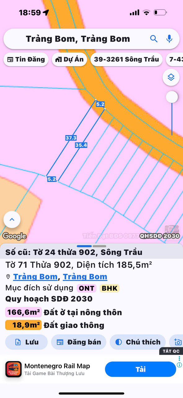 Đất nền 182m² tại Ấp 6, Sông Trầu - Giá chỉ 950 triệu - Đầu tư sinh lời ngay!