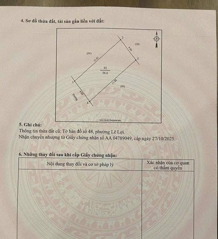 Đất nền Phường Lê Lợi, Thành phố Vinh 56,6m² giá 1.8 tỷ - Cơ hội đầu tư tuyệt vời!
