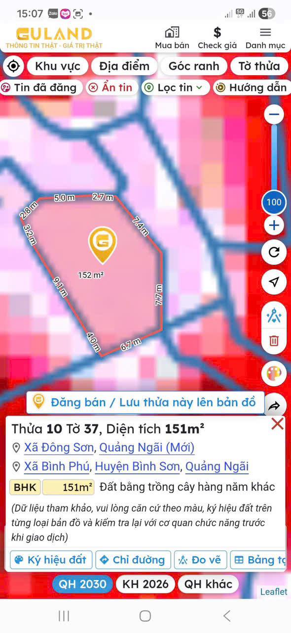 Đất thổ cư Bình Sơn Quảng Ngãi 152m² giá 52 triệu - Cách biển chỉ vài bước chân!