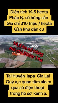 Bán đất Farm 14,5 Hecta tại Ia Pa, Gia Lai - Giá chỉ 4,5 tỷ!
