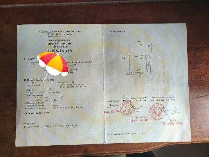 Đất đầu tư Chương Mỹ 45m² giá thỏa thuận - Pháp lý rõ ràng, đầu tư sinh lời!