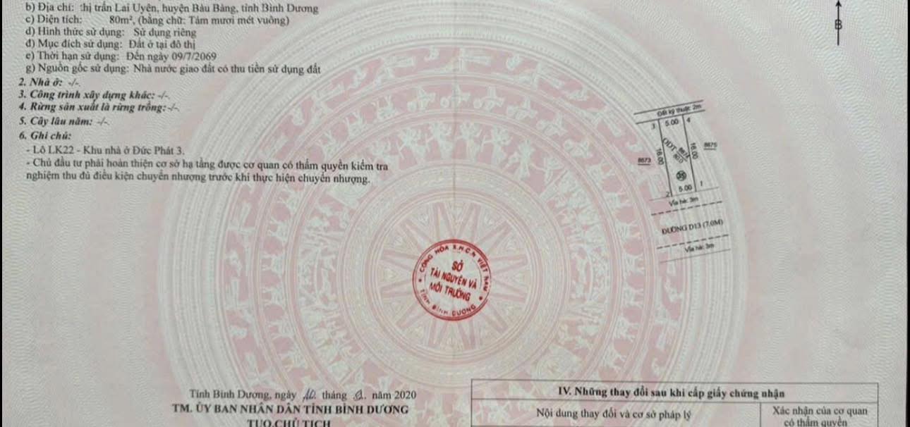 Đất nền khu dân cư Bàu Bàng 80m² giá 800 triệu - Cơ hội đầu tư hấp dẫn!