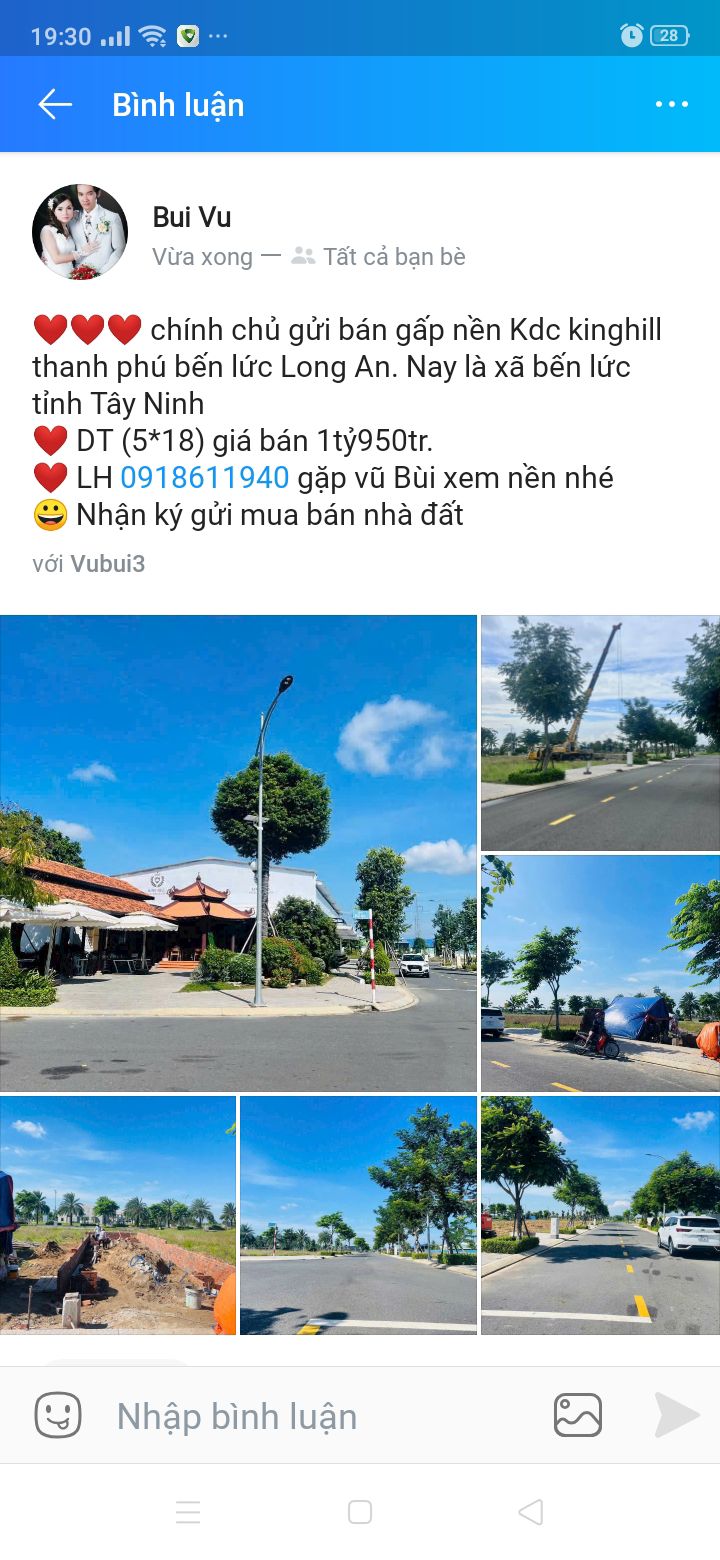 Đất nền KDC Kinghill Bến Lức 90m² giá 1.95 tỷ - Chính chủ bán gấp!