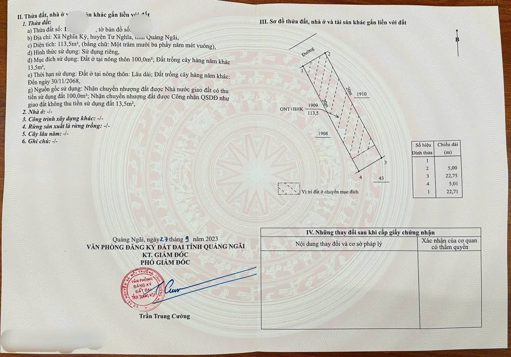 Đất nền Nghĩa Kỳ, Tư Nghĩa 113m² giá 300 triệu - Sổ đỏ chính chủ!