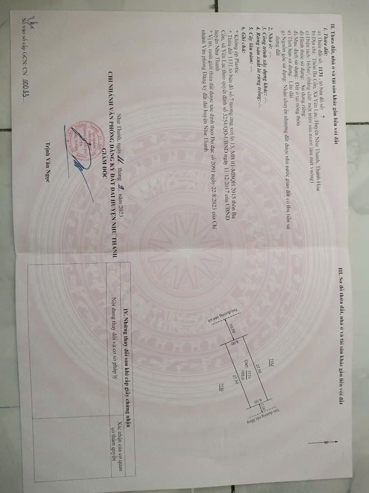 Đất nền xã Yên Lạc, huyện Như Thanh, 192m² giá chỉ 700 triệu - Đối diện cổng ủy ban xã!